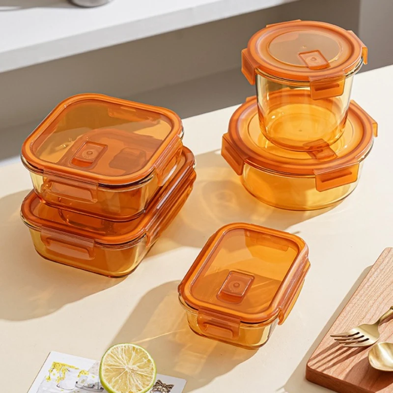 Rectangle Glass Lunch Box Microwave Safe Bento Container for Office Workers with Heat Preservation