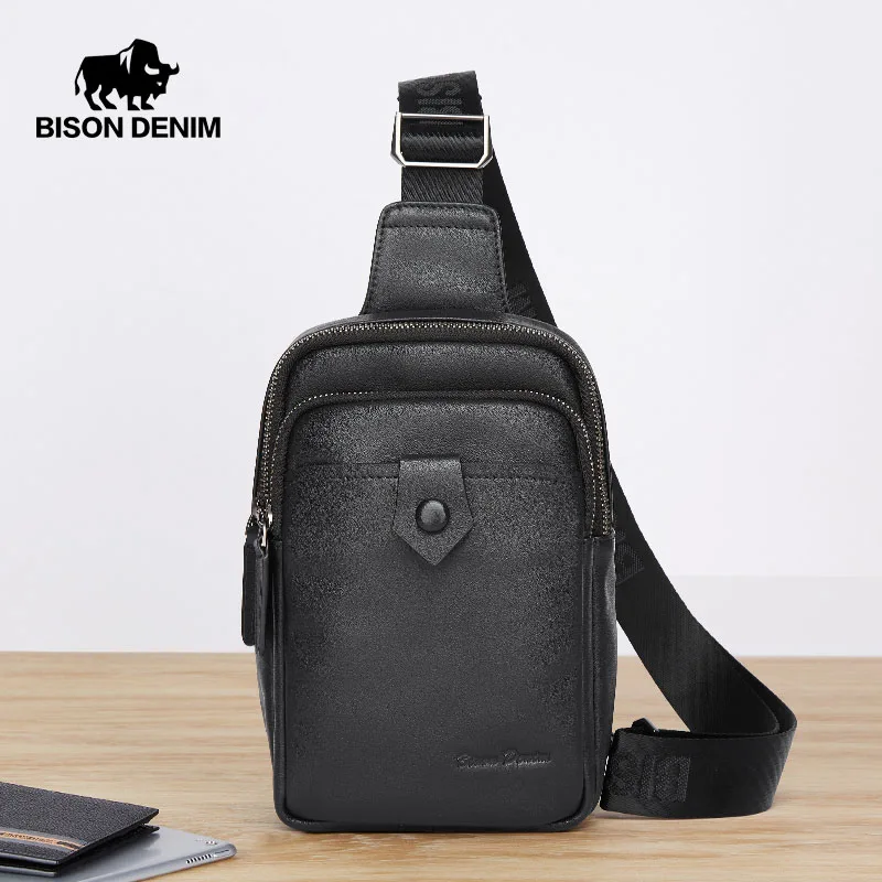 BISON DENIM Sac Poitrine Cuir Homme Grand