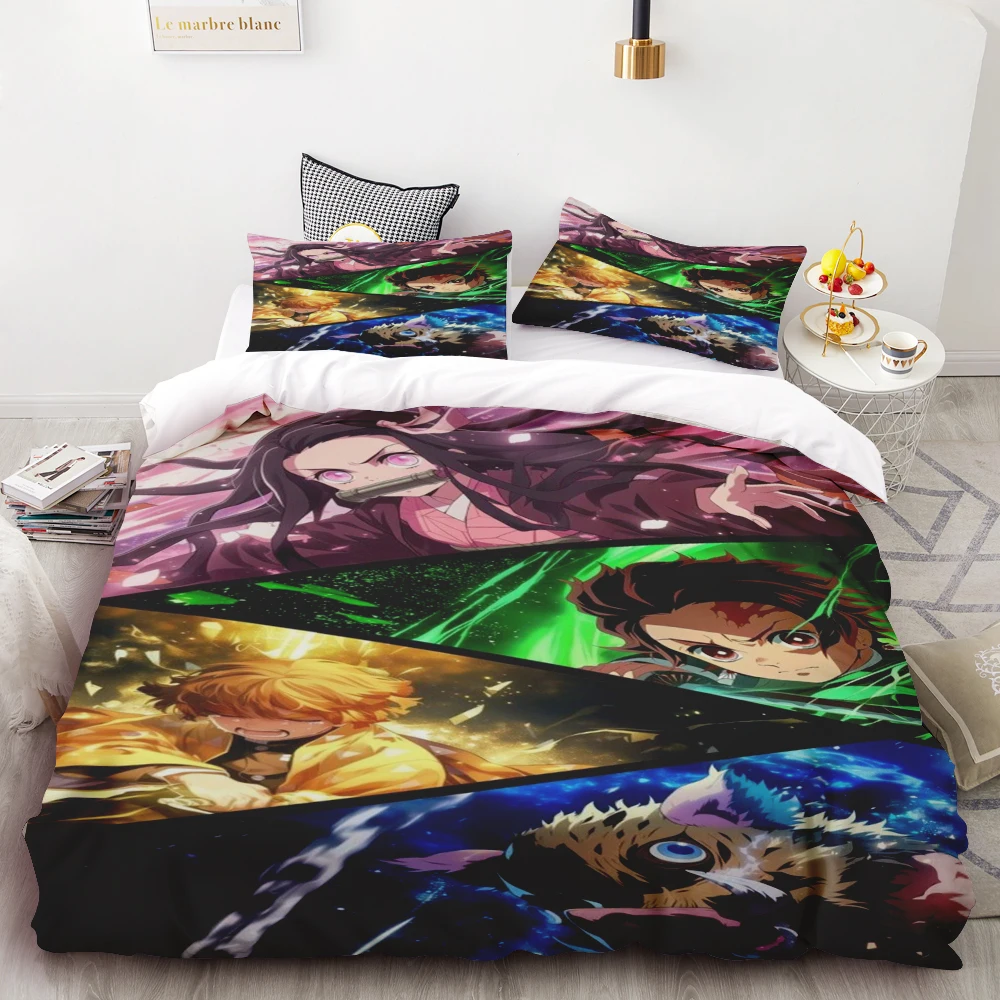 Duvet Cover Kamado Nezuko Demon Slayer Bedding Set Set Bedspread Pillowcase King Queen Full Single Size Bed Linen Kids Teen Gift view 6