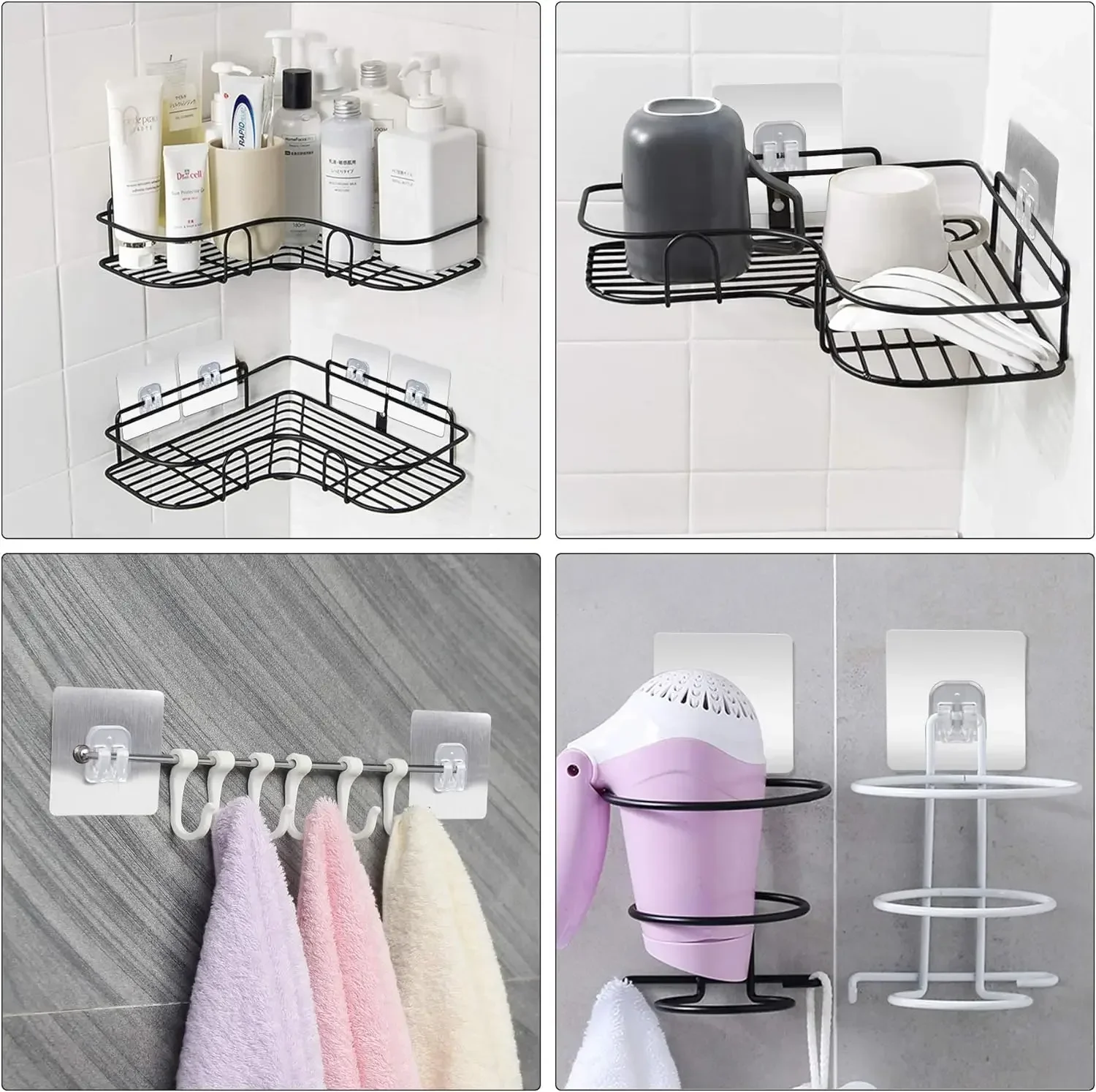 1-20PCS Multi-Purpose Hook Self Adhesive Strong Sticker Hook Wall Hanging Holder Kitchen Bathroom Organizer Shelf Holder Hooks