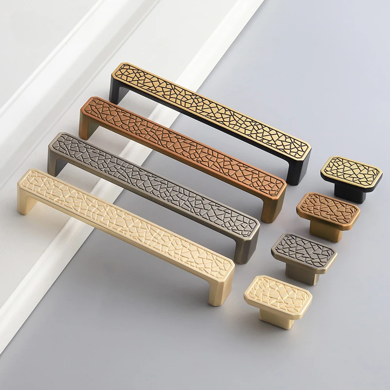 Zinc Alloy Bronze Kitchen Cabinet Handles Hole Center 96/128/192mm Furniture Drawer Door Pull Handles Hardware Accessories