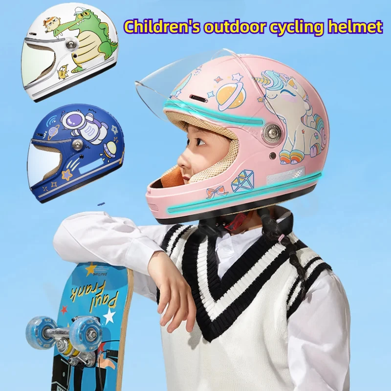 Cute Animal Cartoon Children Helmet Safety Protection Kid Four Seasons Full Face Outdoor Sport Riding Bicycle Motorcycle Helmets