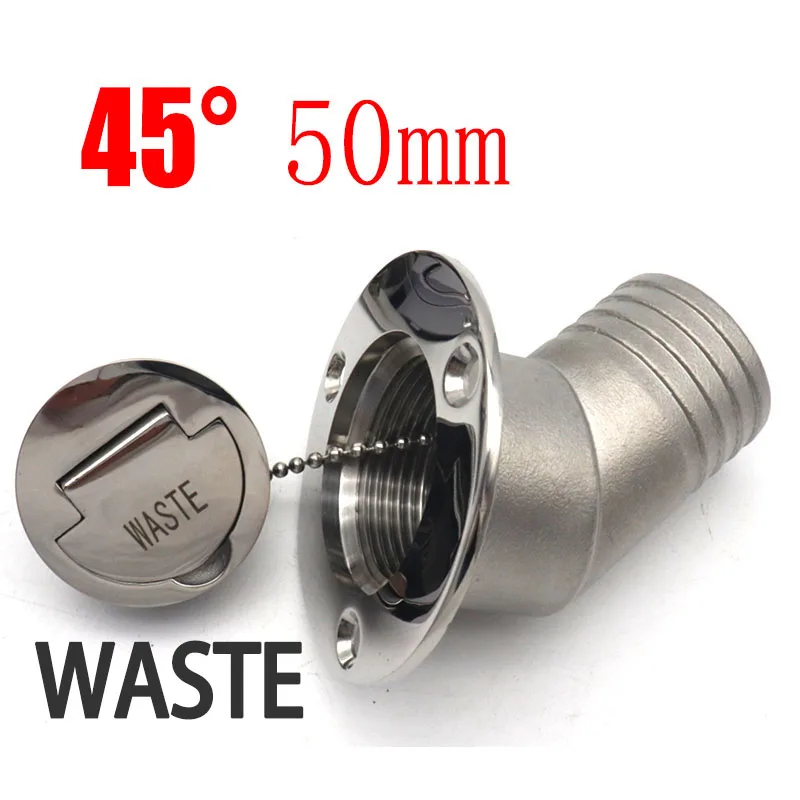 45 Degree 316 Stainless Steel Deck Filler Key Cap GAS DIESEL FUEL WASTE WATER 38mm 50mm Deck Filler Caps for Marine Boat