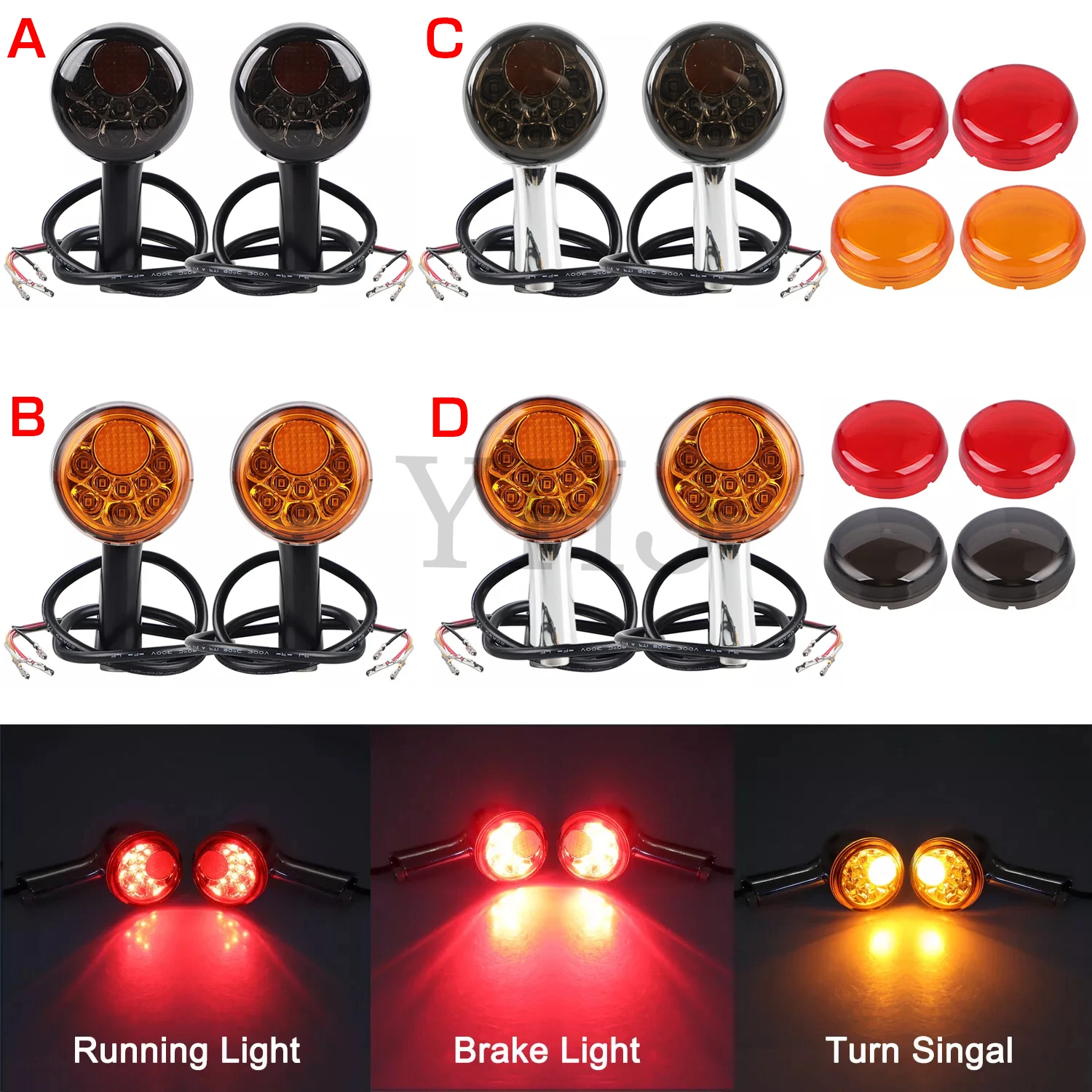 

For Harley Sportster XL 883 XL 1200 Forty Eight 1992-Up Motorcycle LED Brake Running Lamp Rear Turn Signal Indicator Lights