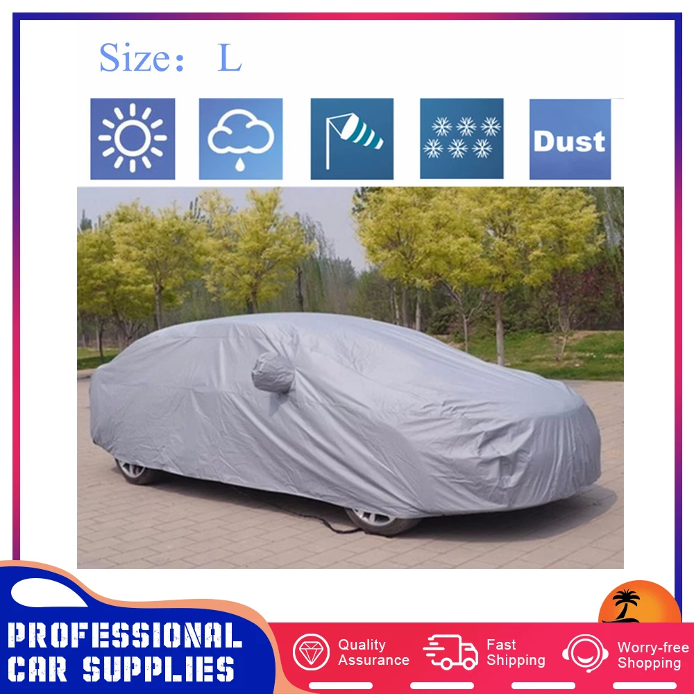 

170T Silver Car Cover Sun Dust Waterproof Car Cover For SUV Van Truck Outdoor Dust Rain Snow UV Protection 480x175x120CM