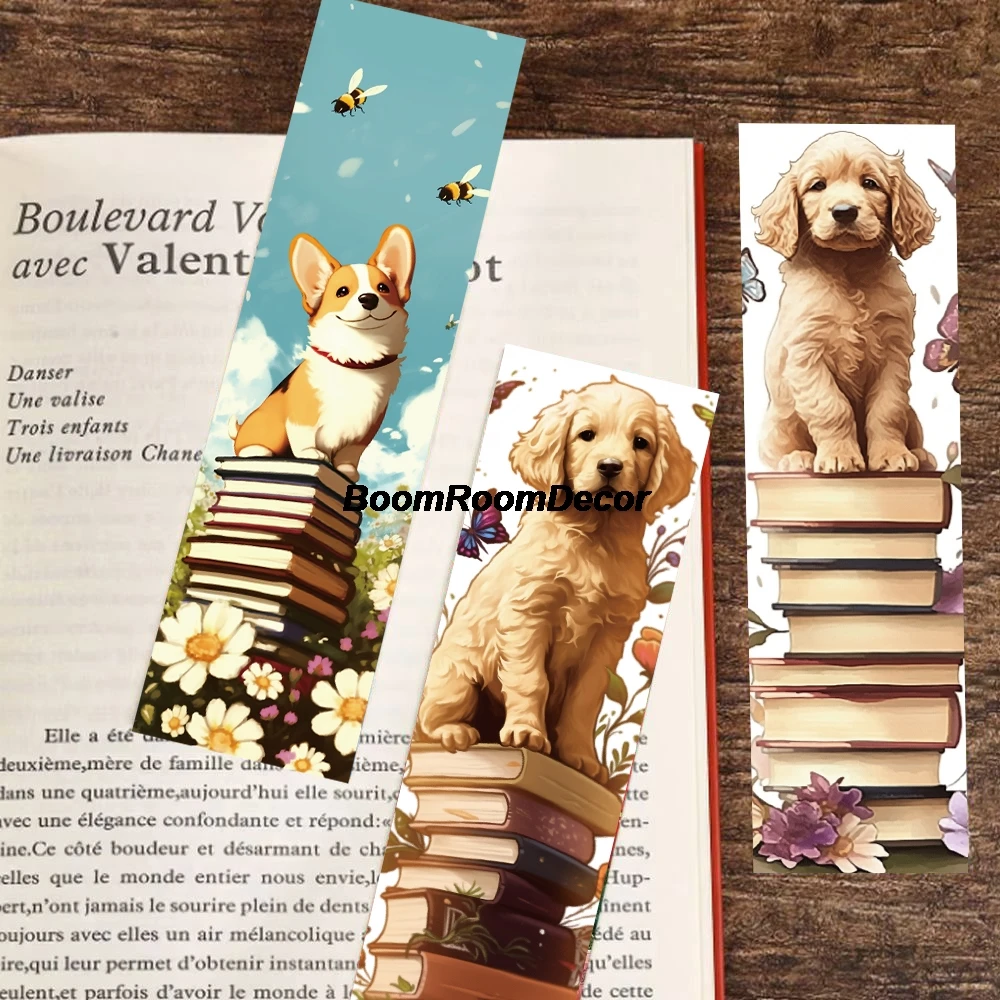 30PCS Dog Reading Bookmark Harajuku Reading Books Laptop Luggage Cafe Streetwear Skateboard Coffee Bar Art Picture Wall Painting