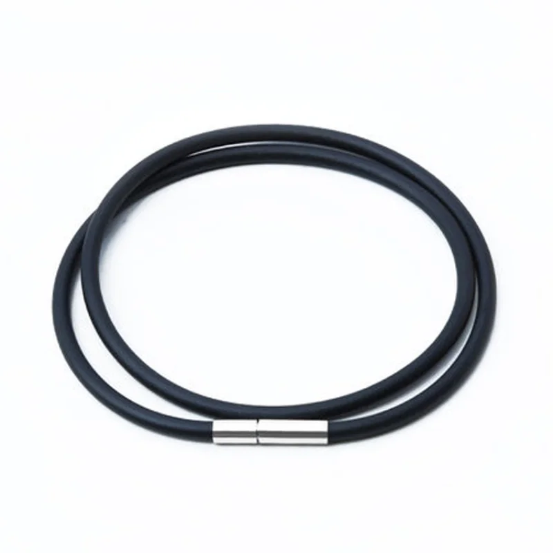 1.5mm 2mm 3mm Black Rubber Soft Cord String Rope Chain Necklace Jewelry with Stainless Metal Buckle Clasp 40cm 50cm 60cm