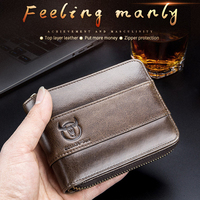 Rfid Blocking Man Credit Card Holder Genuine Leather Mens Small Wallet Male Purse Wallet For Men Coin And 12 Card Brown Black