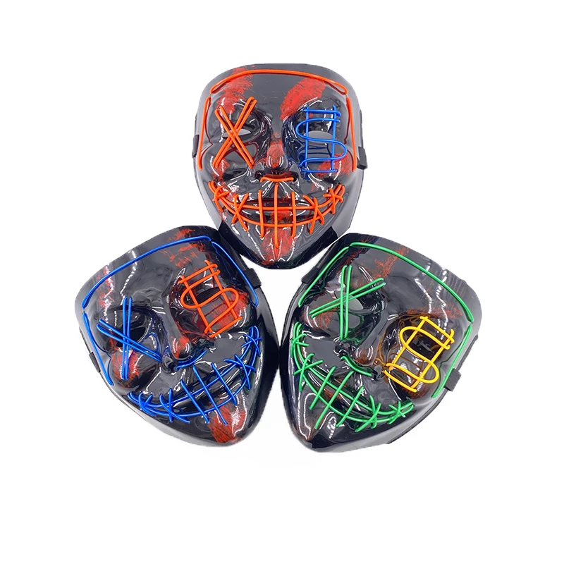 Bezprzewodowa maska Horror Luminous Purge Mask Świecąca maska LED na twarz Materiały Cosplay Rozświetlona maska przebierańcza dla mężczyzn dla dorosłych dzieci