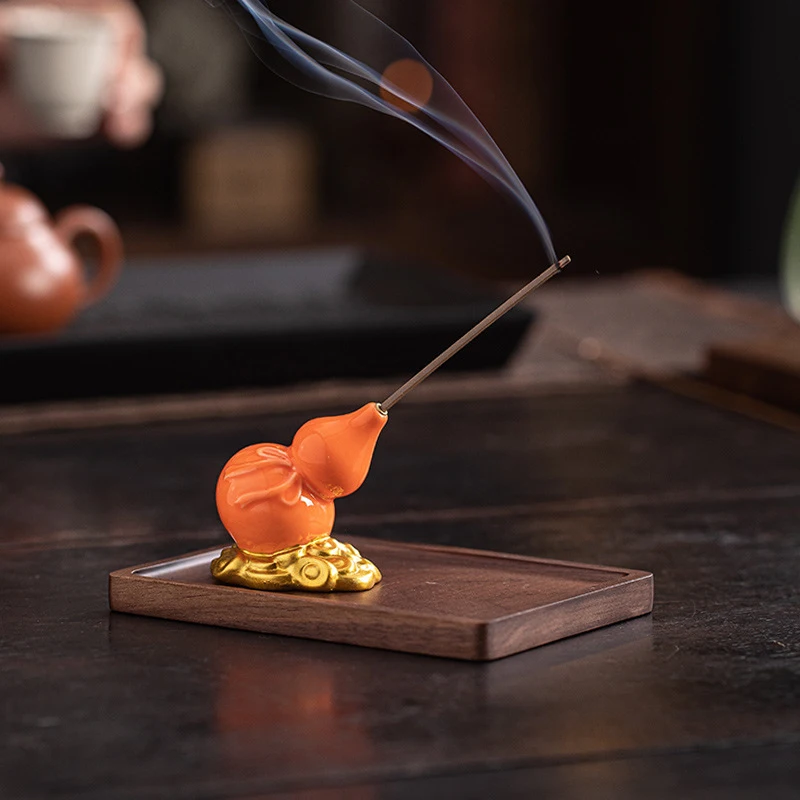 Creative Ceramic Gourd-Shaped Holder For Home Use, Indoor Aromatherapy Burner, Zen-Style Table And Tea Room Incense