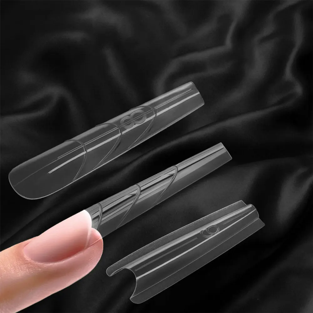 ساندويتش أشكال أظافر مزدوجة 240 قطعة ملحقات-أشكال مزدوجة نعش اللوز أشكال أظافر قالب علوي قالب سفلي ثلاثية الأبعاد شبه منحرف #3