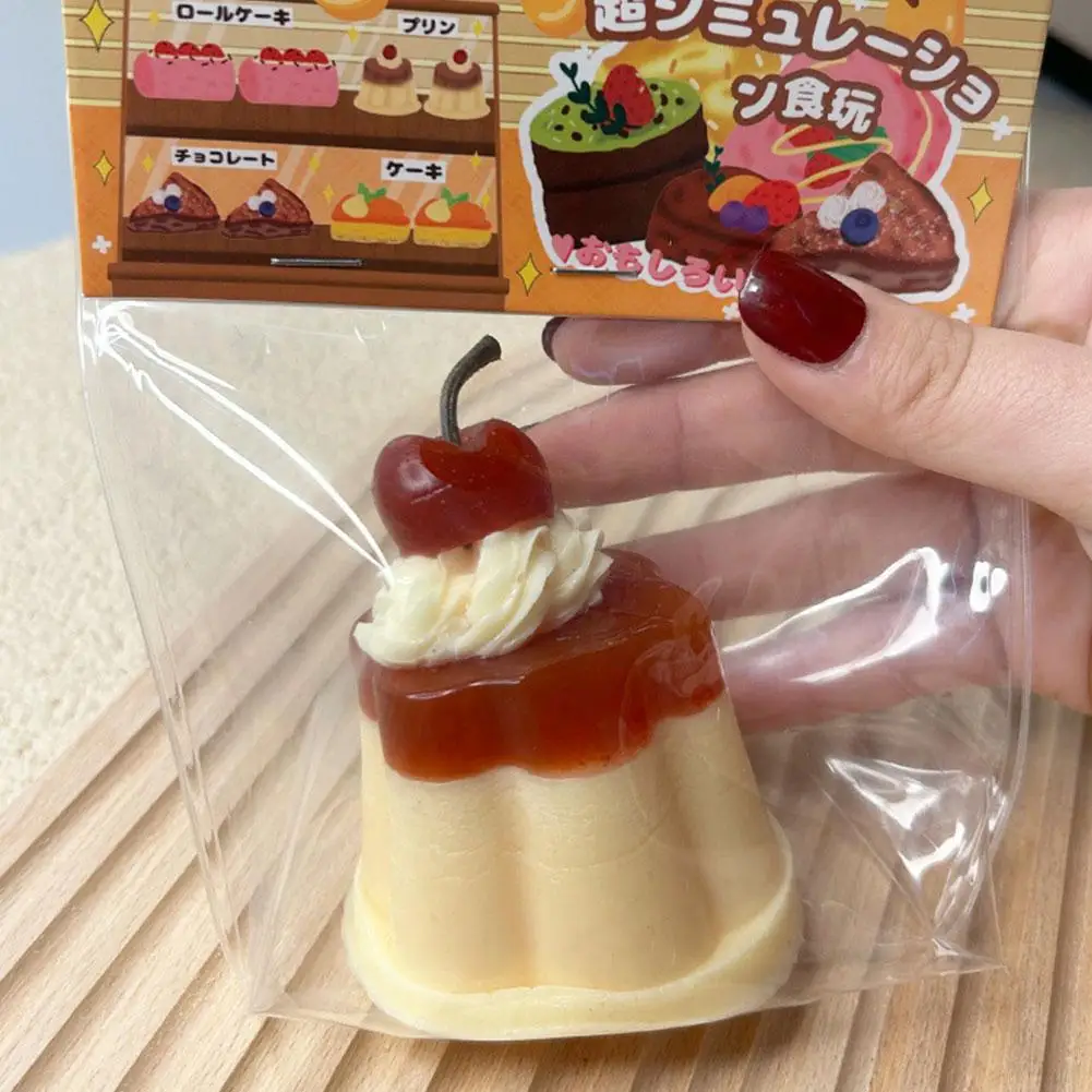 Simulation Caramel Pudding Squeezing Soft Q Elastic Two-color Pudding Decompression Toy TPR Soft Glue Food Play Jelly Toy