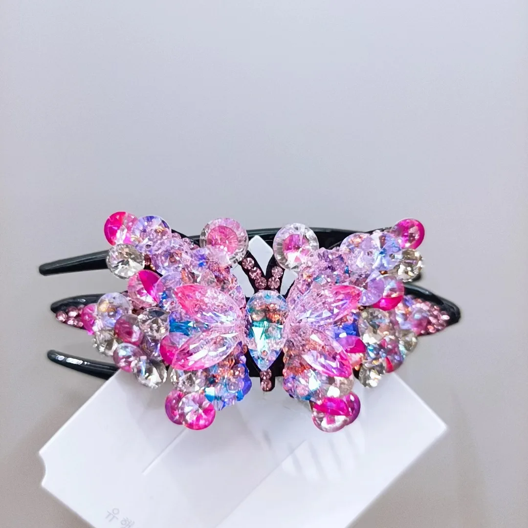 New dovetail crystal butterfly catching clip back color clip hair high-end original design