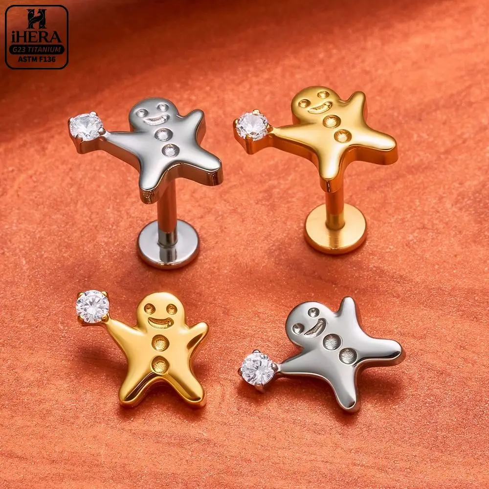 ASTM F136 Titanium Dinosaur Ghost Cat Shape Labret Piercing Jewelry Conch Helix Tragus Rook Earring Ear Lip Ring Nose Stud Body