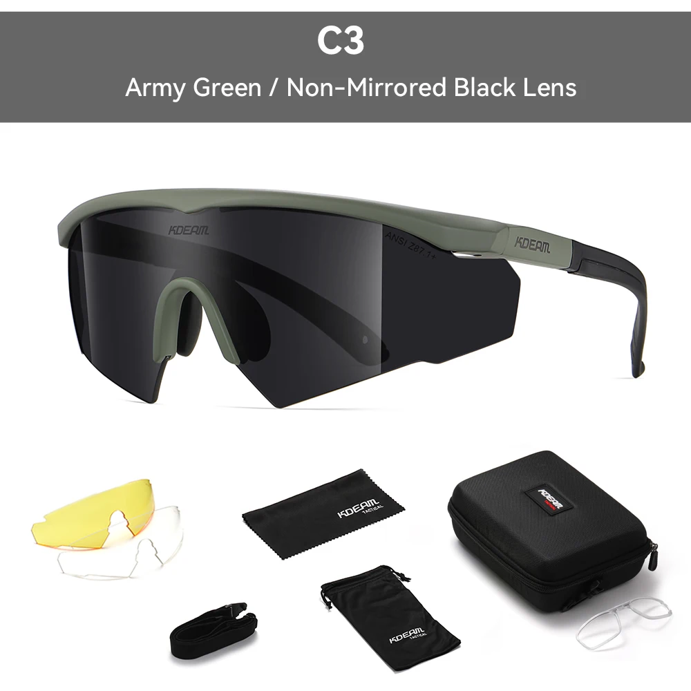 KDEAM Taktische Schutzbrille 3-Linsen-Set, winddicht, CS-Schießen, kugelsichere Militär-Sonnenbrille, Motorrad-Nachtfahrbrille – Detail 13