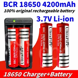 New 18650 Battery 4200mAh 3.7V 18650 Lithium-ion Battery Remote Screwdriver Rechargeable Battery+charger