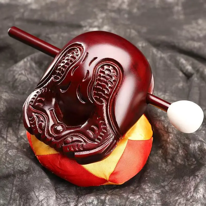 Hand-Carved Camphor Wooden fish Muyu - Solid Wood Chinese Zen Meditation Fish Drum Instrument with Hammer for Prayer (4-8 Inch