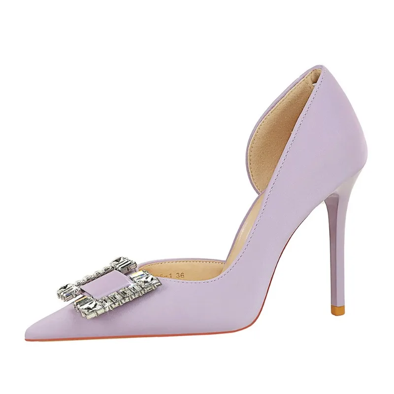 النساء 10.5 سنتيمتر عالية الكعب سيدة مثير أنيق اللؤلؤ الأرجواني مضخات الإناث أنيقة أشار تو خنجر كعب الأحذية #4