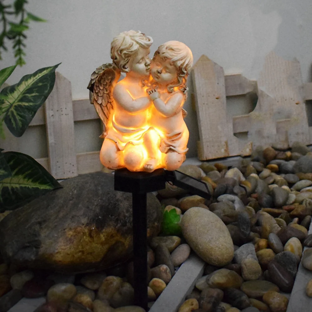 ABSJ-Resin Angel Solar Light Waterproof Crafts Garden Landscape Light Angel Sculpture Suitable For Garden Balcony Courtyard