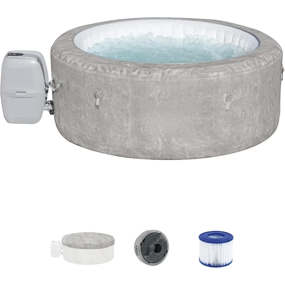 

Outdoor Hot Tub with 120 Soothing AirJets, Filter Cartridge, Energy-Efficient Insulated Cover, 4 Person Inflatable Round Hot Tub