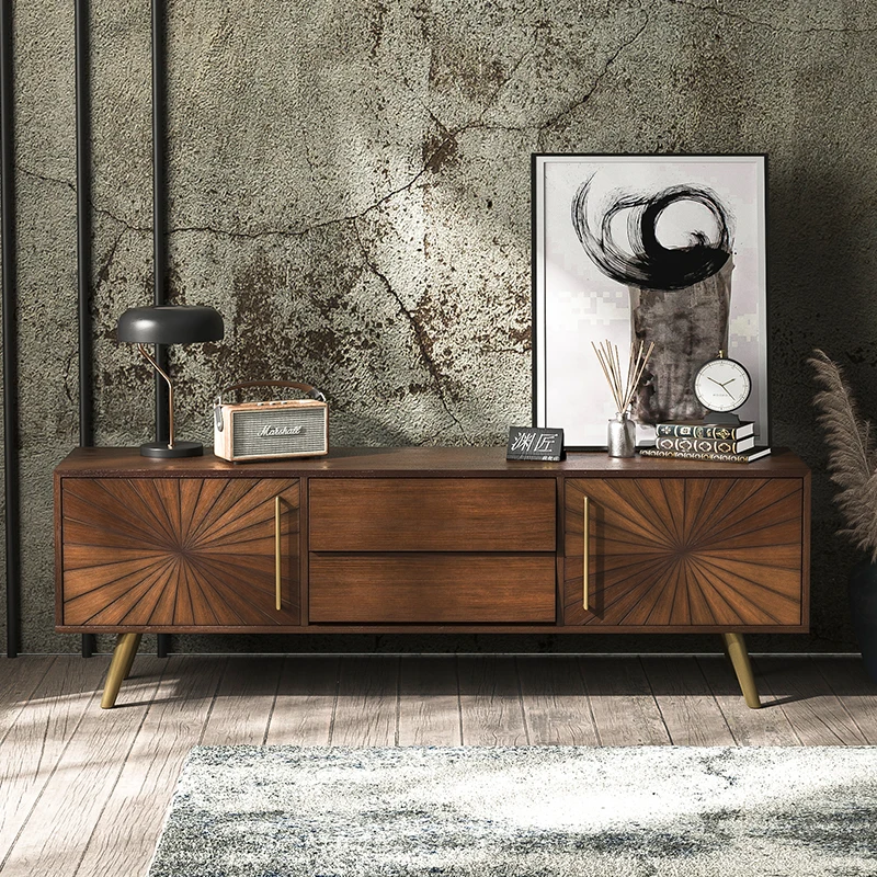 Mesa de TV de Luxo Leve para Salão com Gavetas Industriais, Criatividade Única, Suporte Universal para TV, Móveis de Salão de Designer