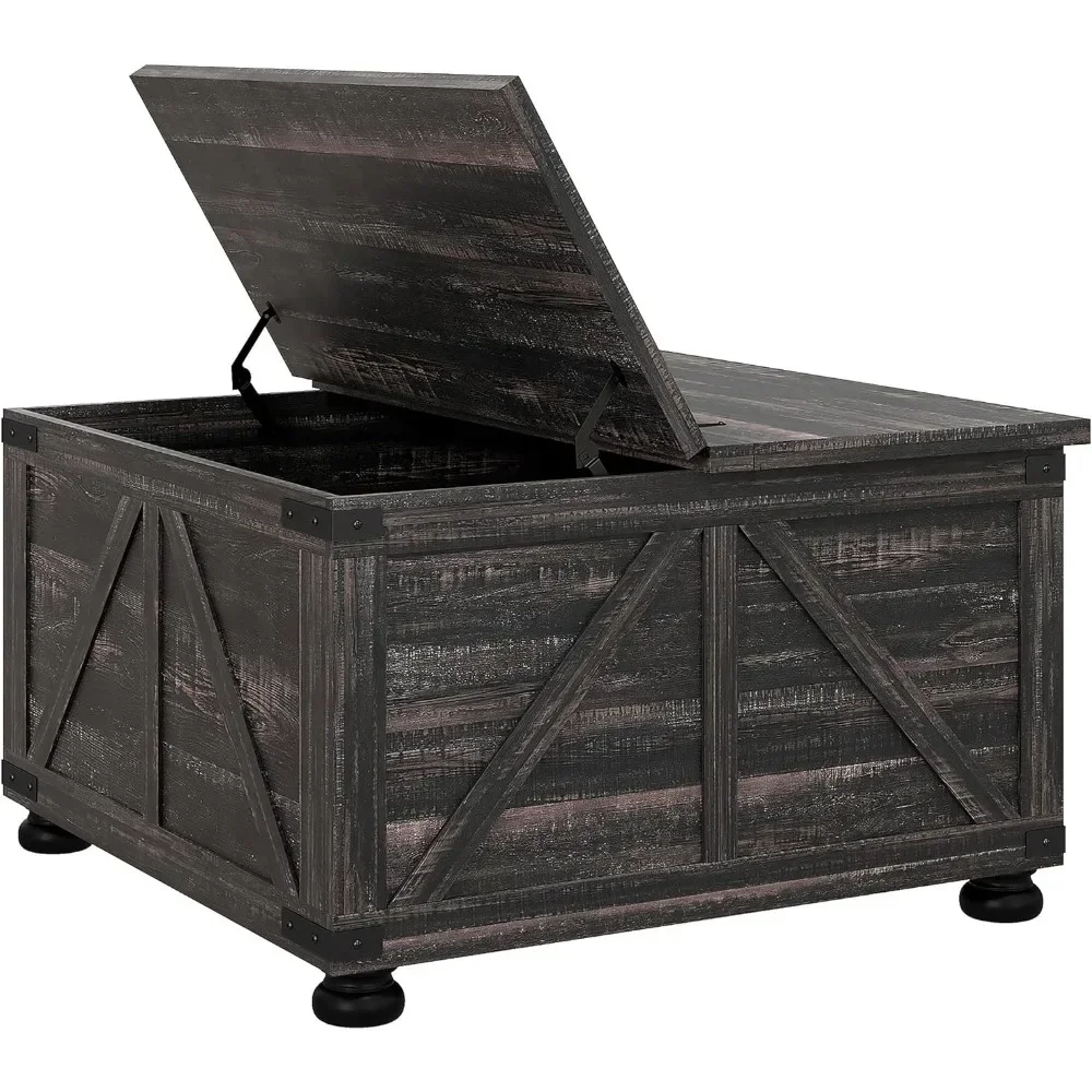 Square Coffee Table with Storage, Living Room Center Table with Hinged Flip Lift Top and Hidden Space,