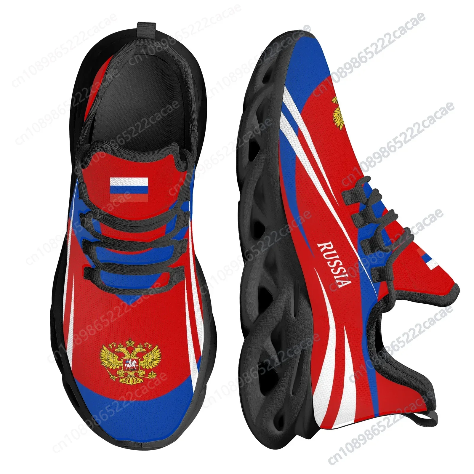 Red Russian Flag National Emblem Design Breathable Knitted Thread Outdoor Sneakers Platform Snaekers Zapatos