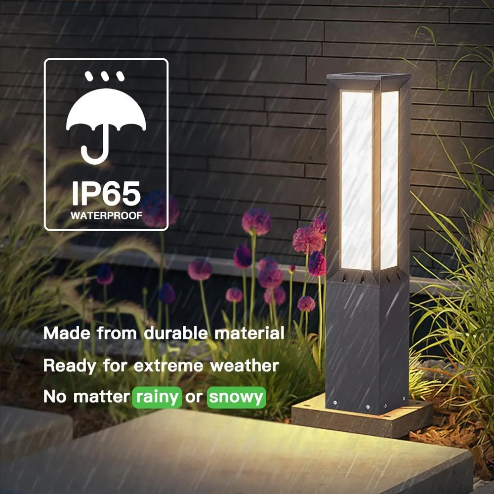 Imagem -04 - Impermeável Jardim Floor Lamp Solar Lights 3000k Led Bollard Lighting Modern Walkway Light Landscape Lights 32 Polegada Ip65