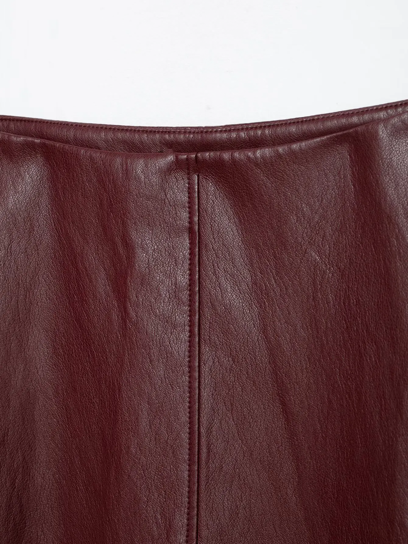 TFMLN Damen Midirock mit hoher Taille, A-Linie, aus PU-Leder, langer Rock, elegant, modisch, einfarbig, für das Büro, Damenrock, Herbstneuheit – Detail 11