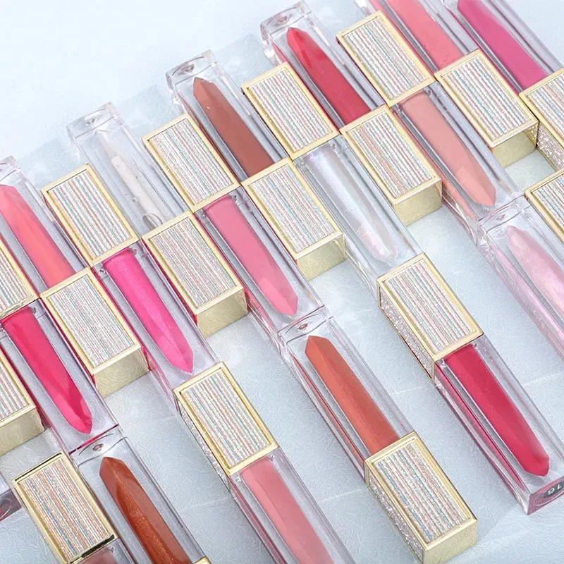 カスタムロゴリップグロスビーガン光沢のあるベンダーシマーリップグロスプライベートラベルクリア唇保湿メイクアップ卸売バルク