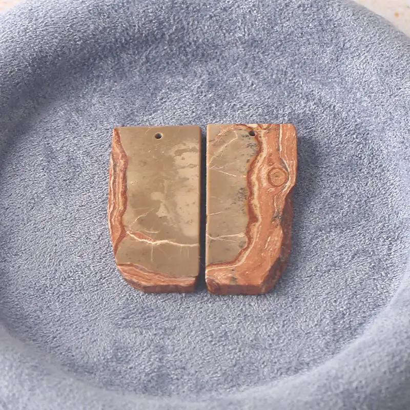 

Yellow Spotted Stone Rectangular Earring Charms: Pair of Natural Stone Pieces with Earthy Hues, Ideal for Handmade Jewelry