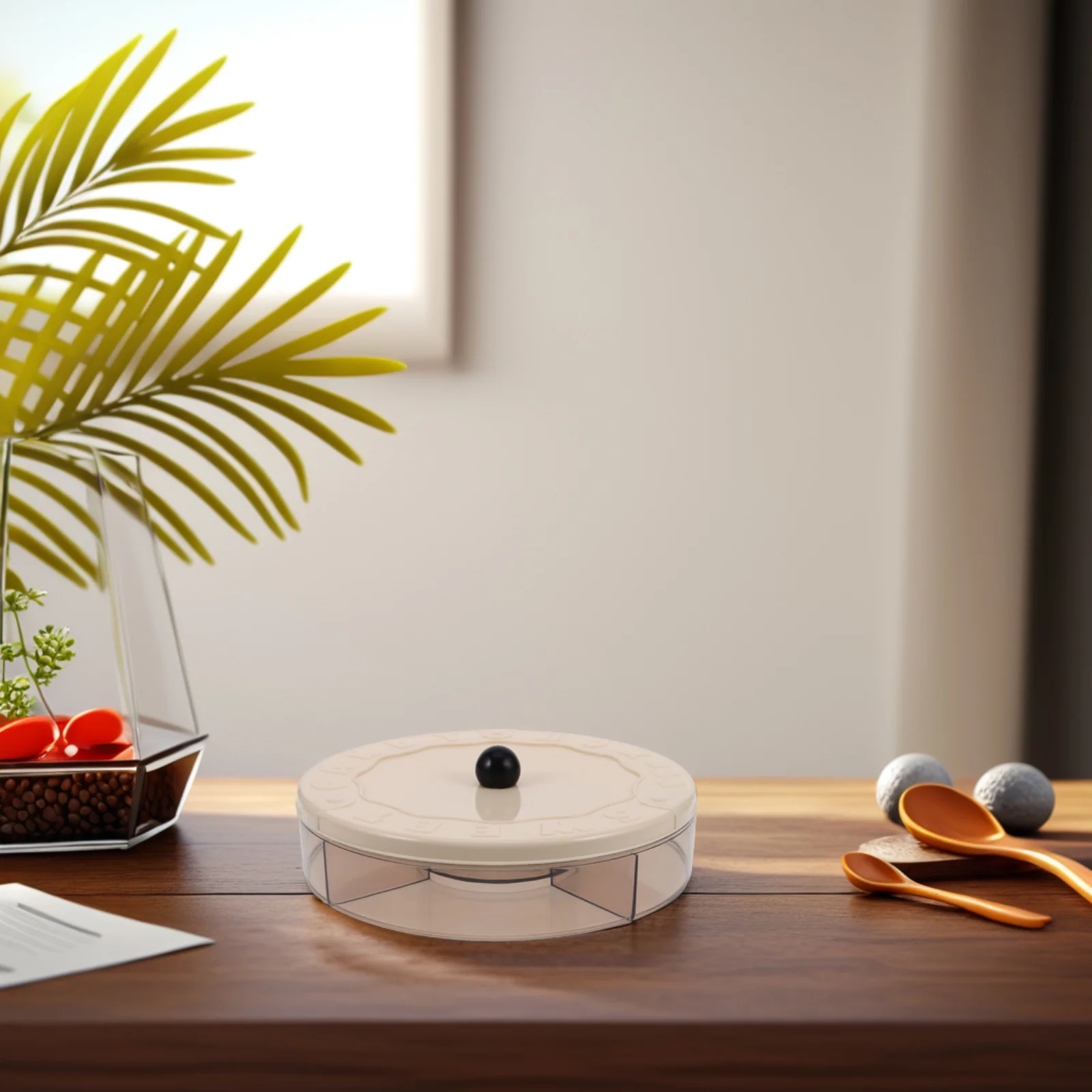 

Round Divided Snack Box Container with Lid Fruit and Nut Storage for Coffee Table Candy Holder Snack Boxes for Adults