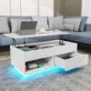 Mesa de centro con elevación LED, muebles modernos con ajuste de altura y diseño elegante para decoración del hogar y entretenimiento 2