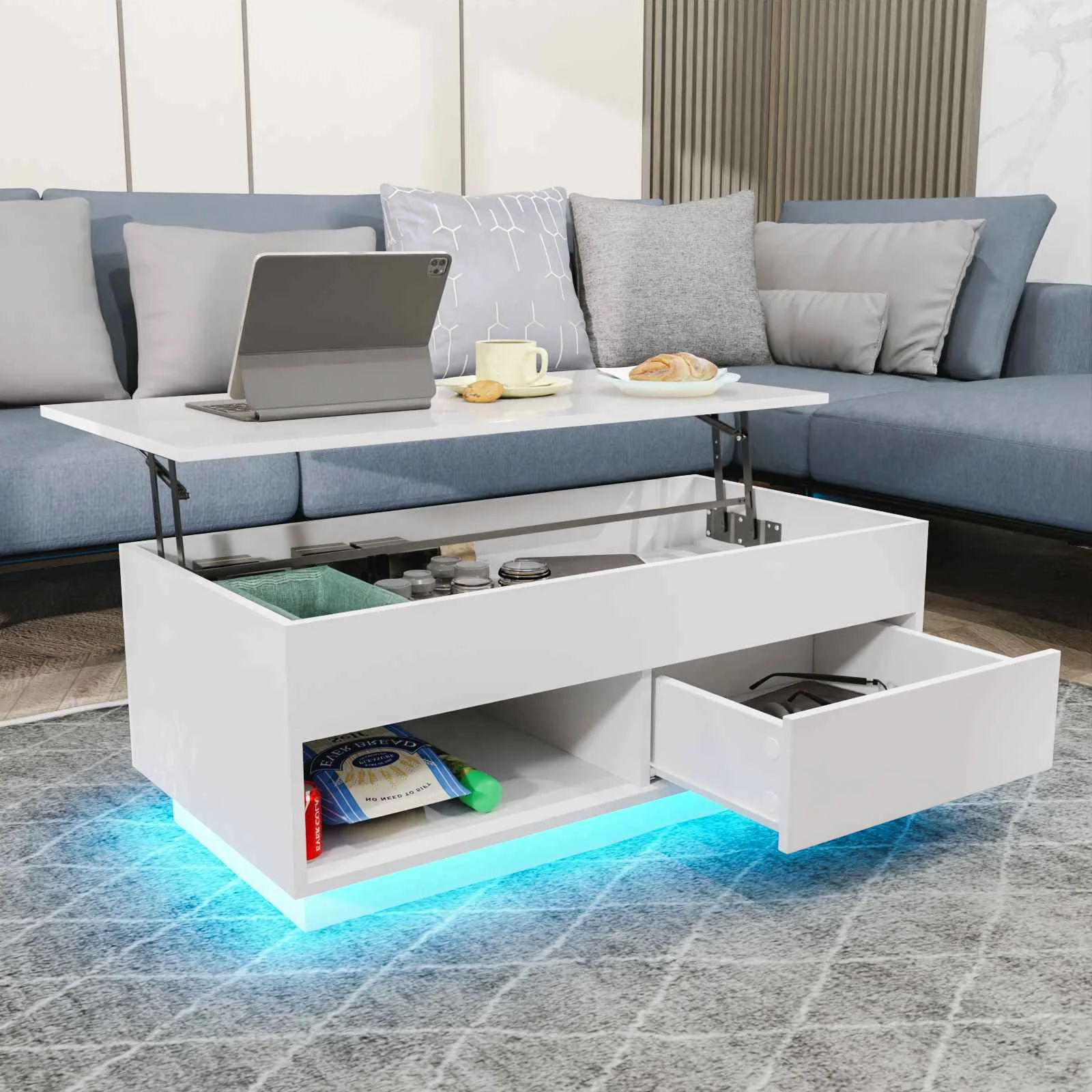 LED Lift Coffee Table The Ultimate Modern Furniture with Height Adjustment and Sleek Design for Home Decor and Entertaining