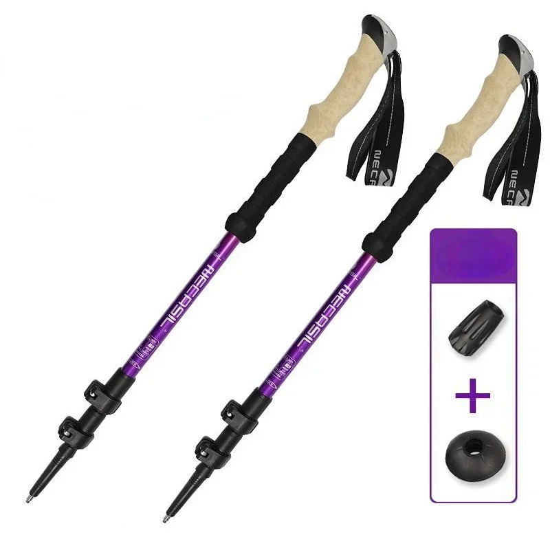2PCS Trekkingstokken Wandelstokken Alpenstock Telescopisch Ultralicht Premium Verstelbaar met Quick Lock Wandelstok