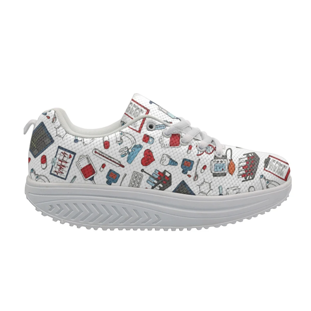 New Fashion Hospital Doctor Nurse Footwear Brand Design Medical Shoes Cartoon Print Lace Up Sneakers Women's Zapatillas de Mujer