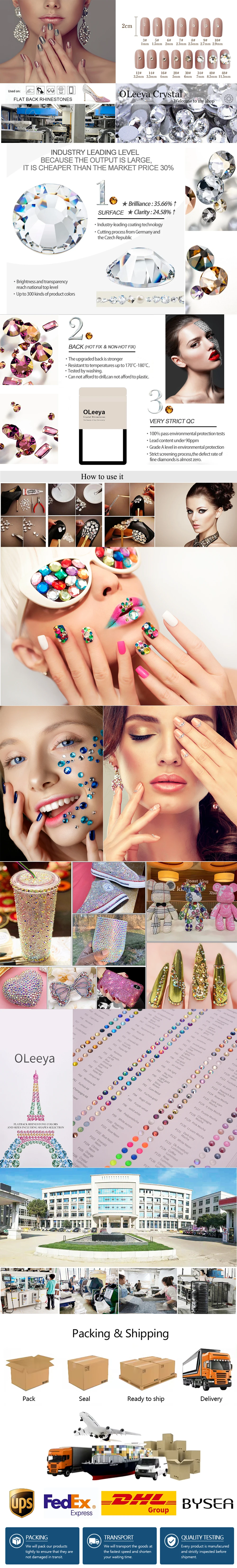 Oleeya P249-P296 kalte Fixierung Kristall Flatback Silber zurück nicht Hotfix Strass für Taschen Schuhe Kleidungs stück Telefon DIY Nail Art – Detail 15