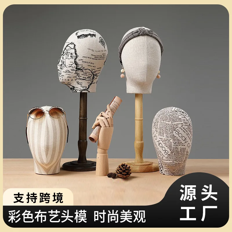 High-end colored fabric head, hat holder, display props, clothing store windows, earrings, jewelry, hat display racks