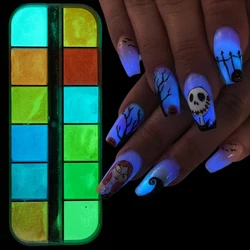 Nails Glitter blask w ciemne światło Neon Pigment pył fluorescencyjny zielony niebieski jasny lakier do paznokci cekiny proszki akcesoria BEYS