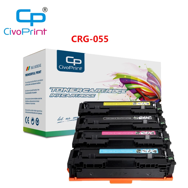 New chips Crg055 CRG-055 KCYM Toner Cartridge Replacement for Canon i-SENSYS LBP663Cdw LBP664Cx MF742Cdw with chip