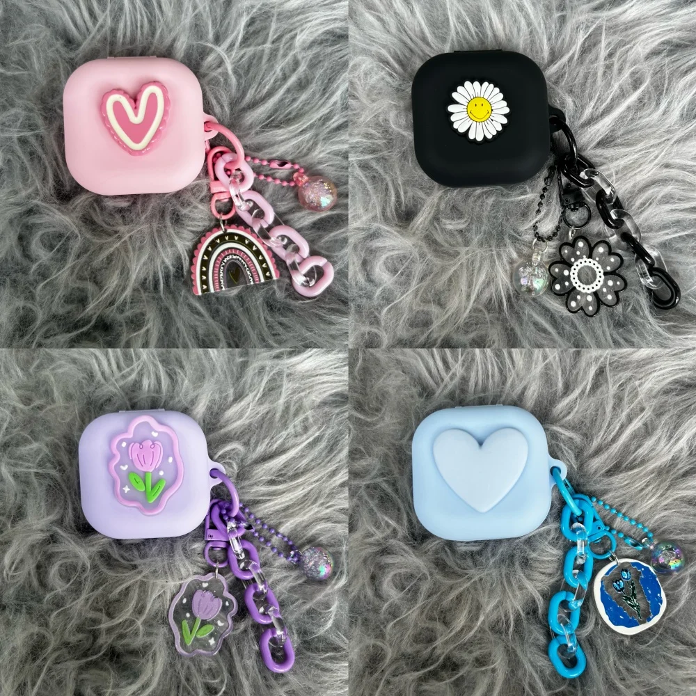 

Korean Flower Silicone Earphone Protective Case For Samsung Galaxy Buds4 4 Pro Cover Shockproof-Shell Washable Housing Sleeve
