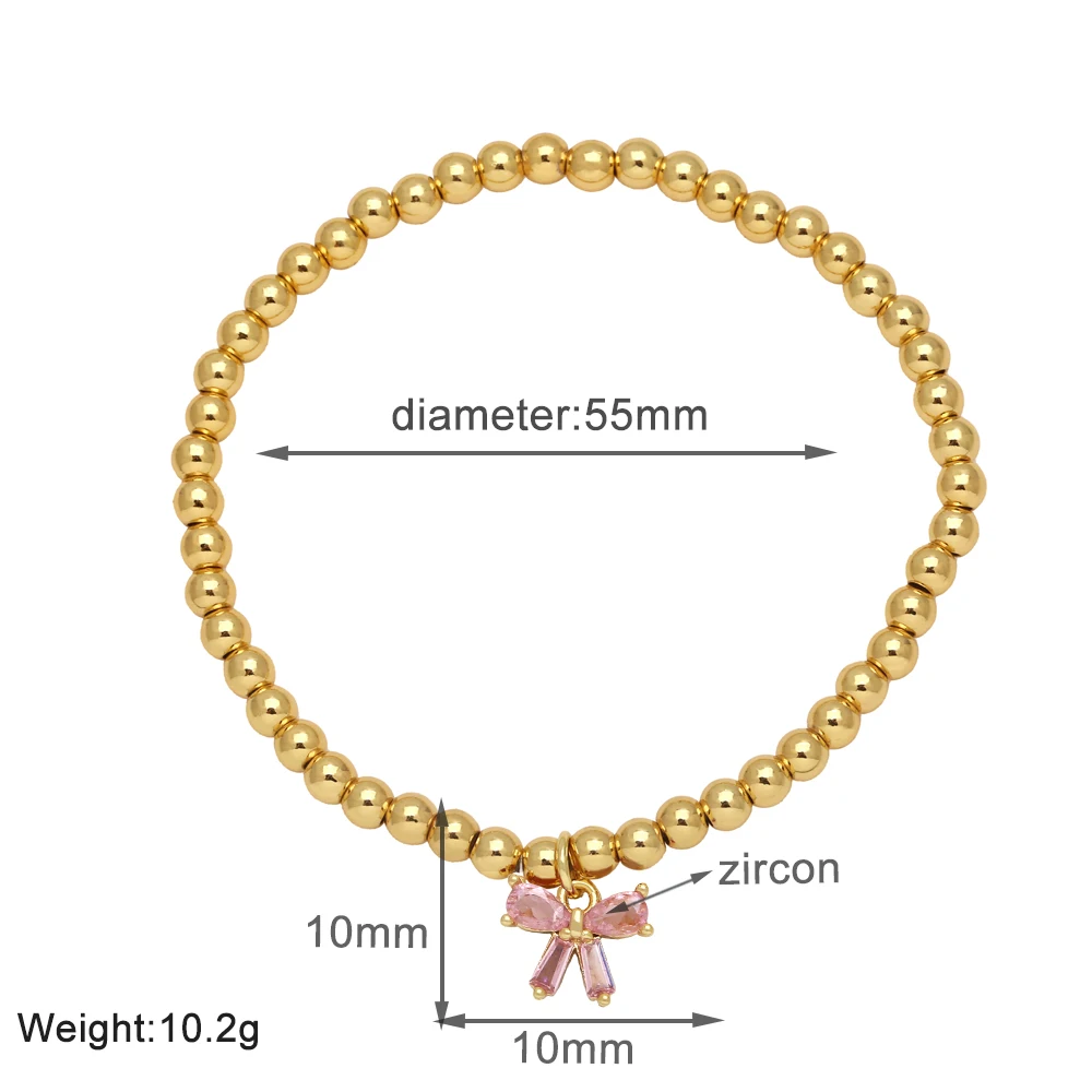 FLOLA Simple Beaded Chain Bowknot Bracelets for Women Elastic Bracelets Gold Plated Jewelry Gifts brtd81