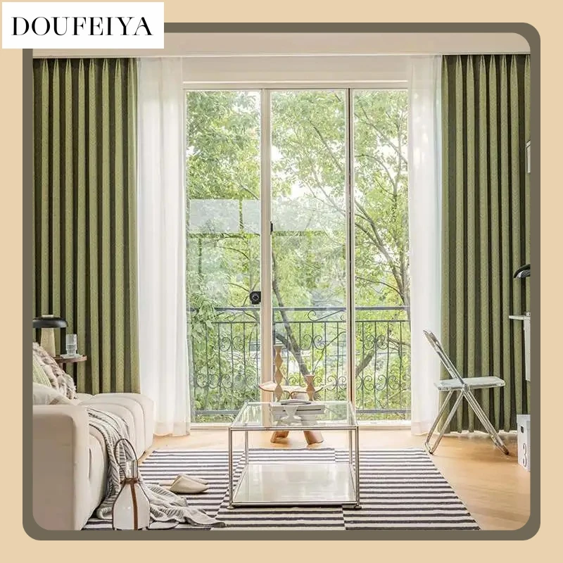 

Fashion American Retro New Style Living Room and Bedroom Chenille Pastoral Style Light Luxury Curtain Customization Shutter