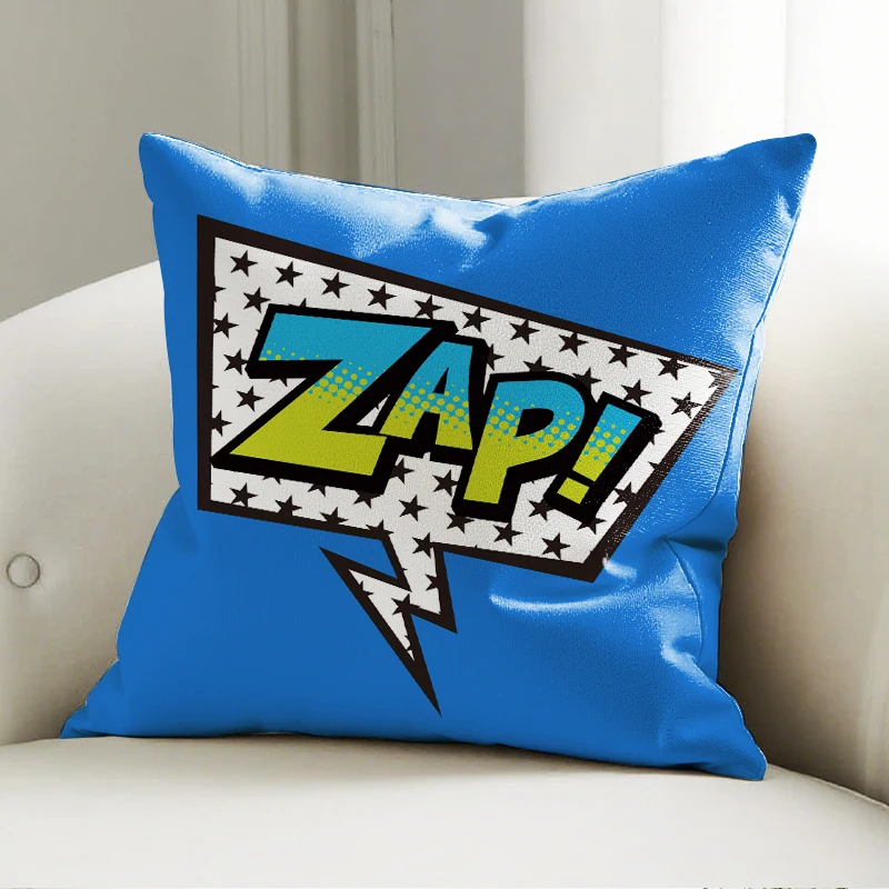 

ZAP Pattern Pillow Case Blue Cushion Cover Soft Decor for Sofa Bedroom Creative Throw Pillowcase