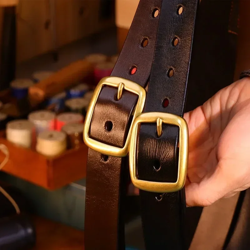 Stylish and Durable Handcrafted Cowhide Belt with Brass Buckle for Men 38mm Width 4mm Thickness