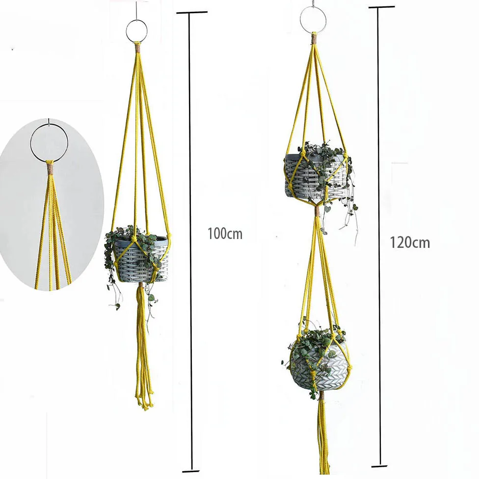 2PCS /Pack bohemian macrame handmade Minimalism pot holder macrame plant hanger for home /bacony/garden yellow purple