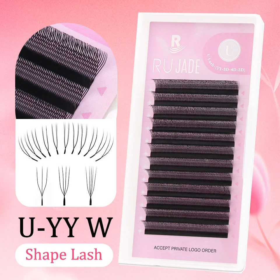 

Rujade U Shape YY Parallel Eyelash Extensions 2D 3D 4D 5D W Bloom Premade Volume Fans Hand-Woven Cilio Korea Silk YY W Eyelashes