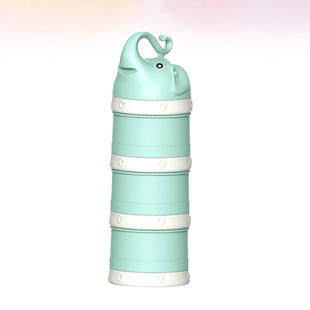 

Baby Milk Powder Container 3 Layers Portable Food Storage Box Leakproof Snack Cups Cartoon Design Green For Oatmeal Nut