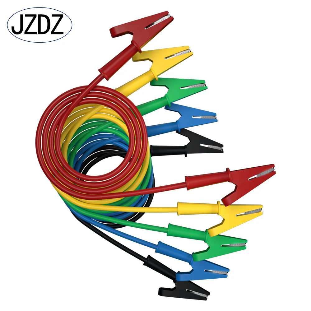 JZDZ 5pcs Full Insulated Alligator Clips Test Leads Jumper Wire Electrical Test Cable Flexible safety Copper Line J.70036QHT