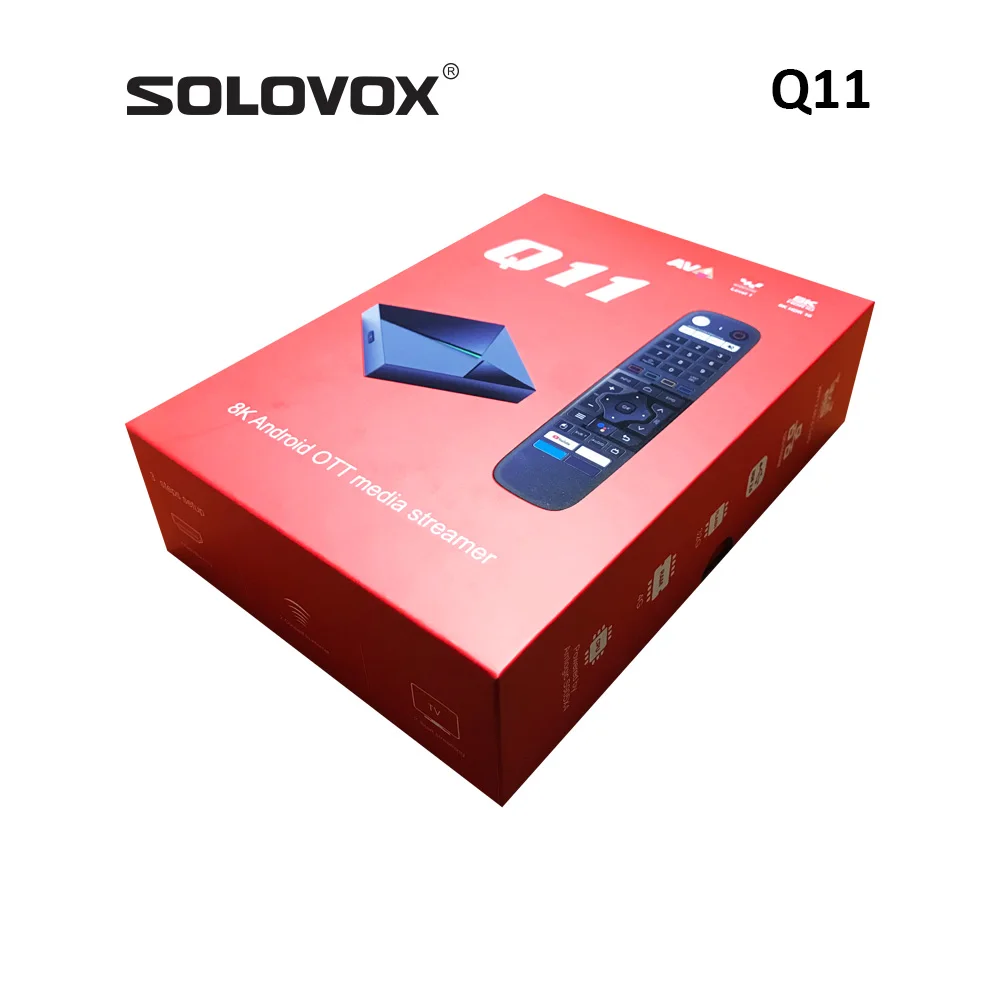 SOLOVOX 2024 Q11 CherryTV Live Android 11 TV BOX 4G 32G S905X4 رباعي النواة WiFi 5G 1000M Network OTT Streamer Stalkerid 8K فك